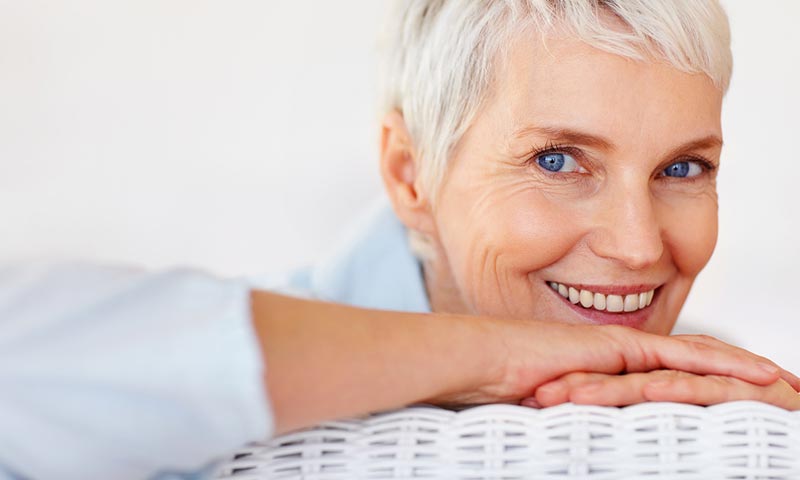 Grey hair woman smiling